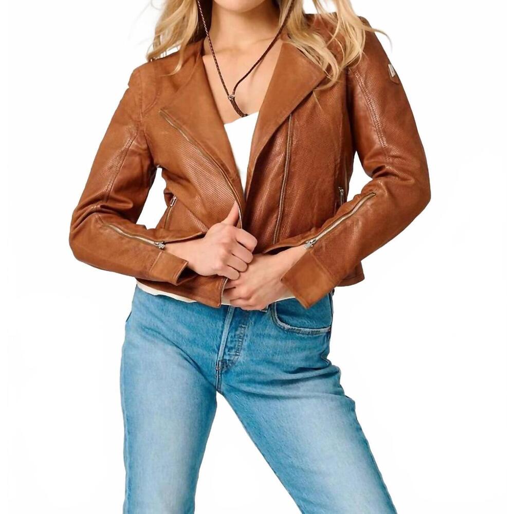 NEW MAURITIUS rf athena leather jacket in brown